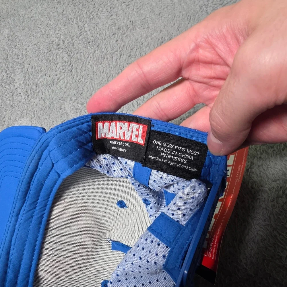Marvel Unisex OSFM Baseball Cap Blue Captain America Shield Snapback Perforated